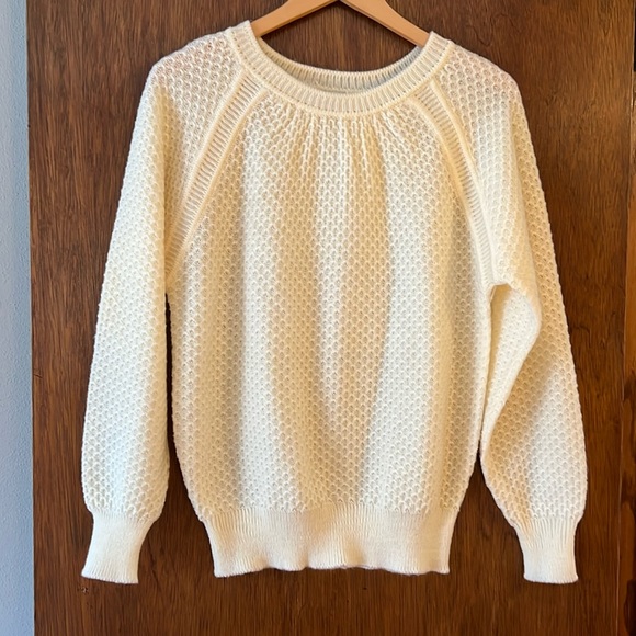 Vintage Sweaters - VINTAGE Cream Knit Pullover Sweater Dayne Taylor - L - Granny Sweater